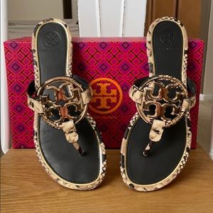Authentic Tory Burch Metal Miller Sandals